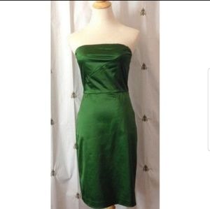 New- Emerald Satin Strapless Dress
